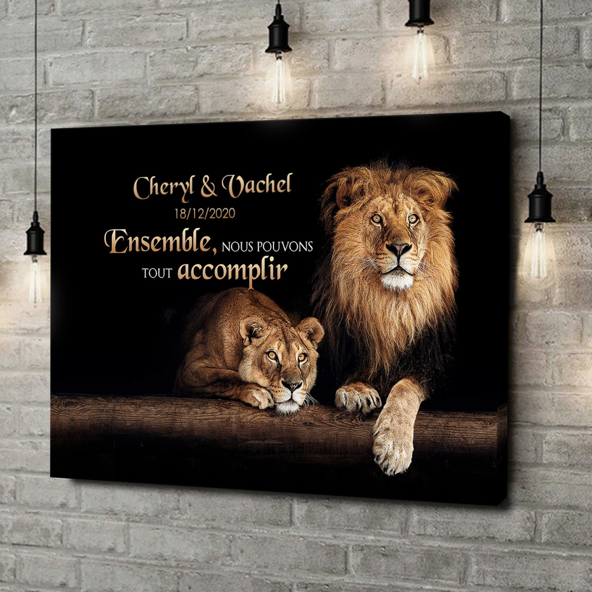 Toile Cadeau Couple de Lion 