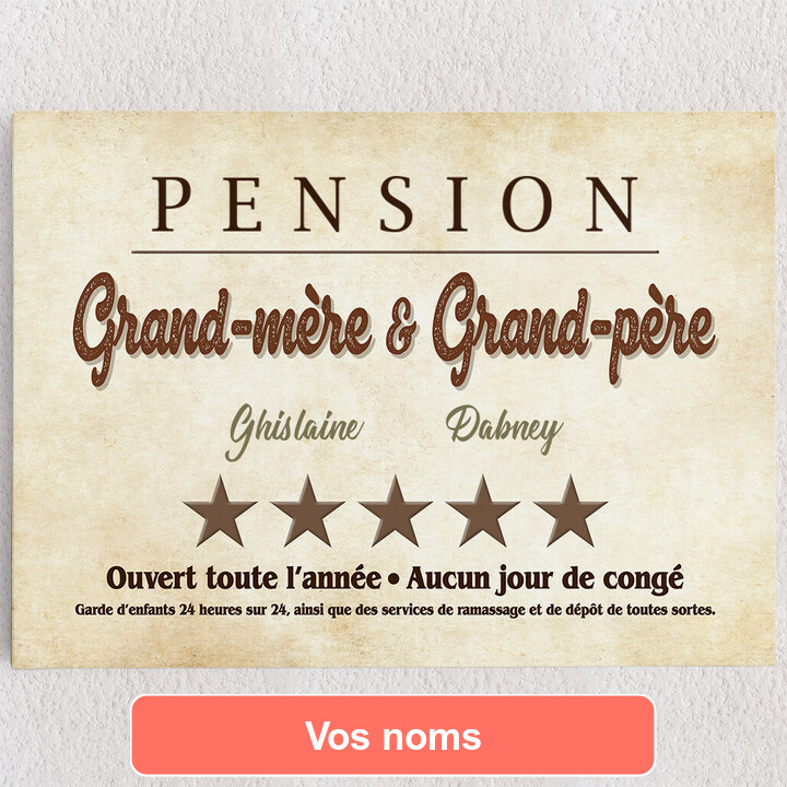 Toile personnalisée Pension Mamie & Papy