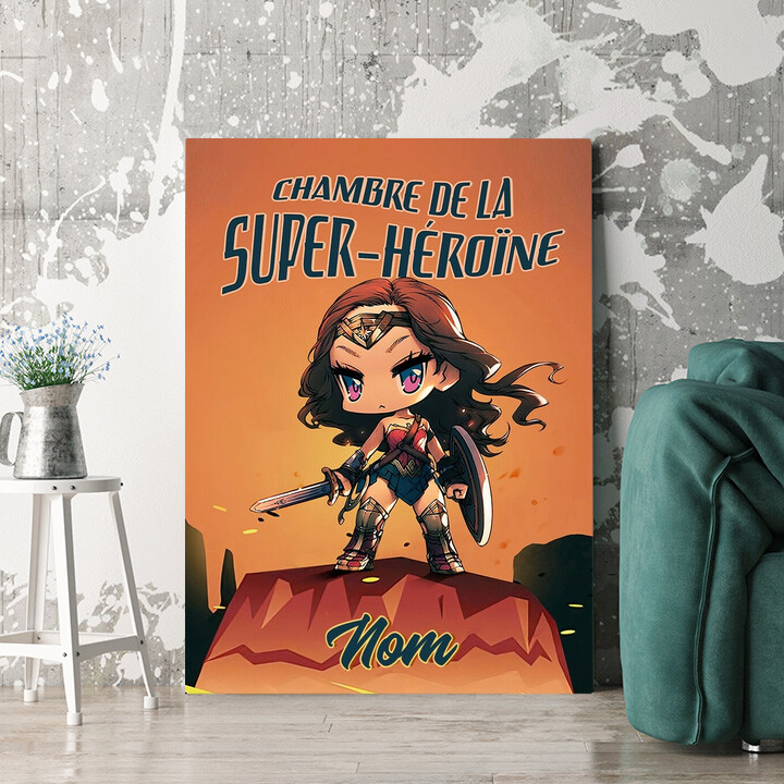 Murale personnalisée Super-héroïne avec une épée