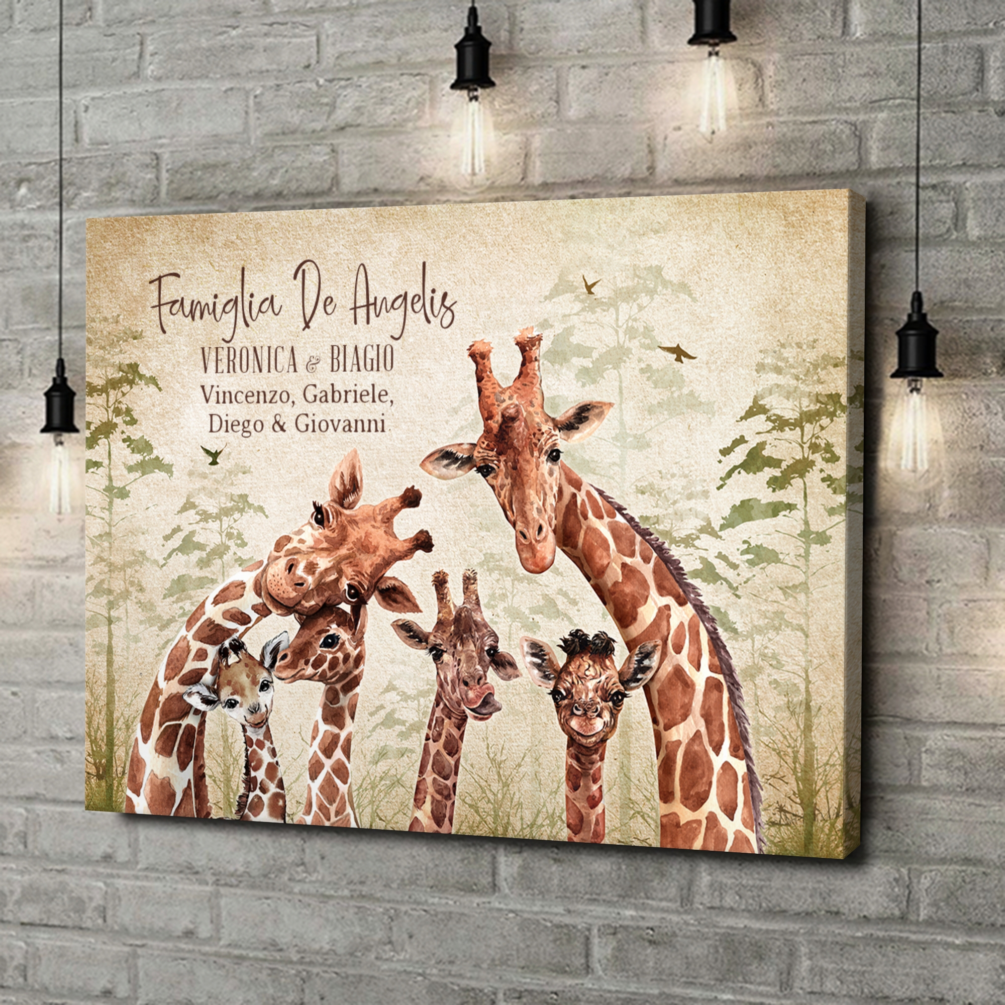 Tela Regalo Famiglia di giraffe
