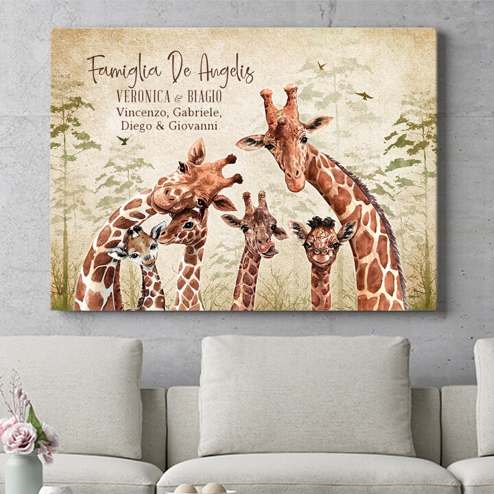 Tela personalizzata Famiglia di giraffe
