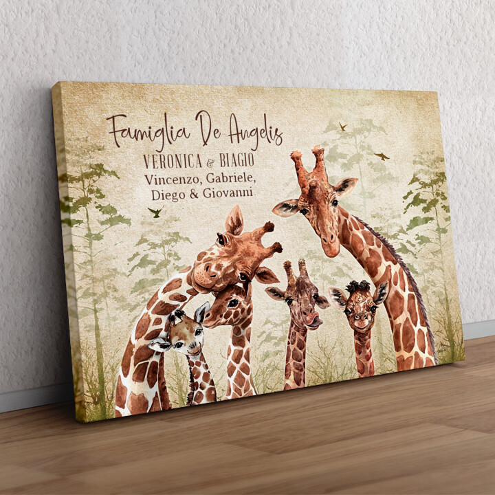 Regalo personalizzato Famiglia di giraffe
