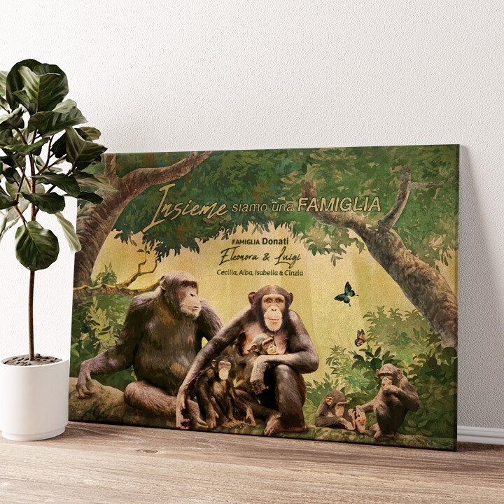 Stampa personalizzata su tela Famiglia di scimmie