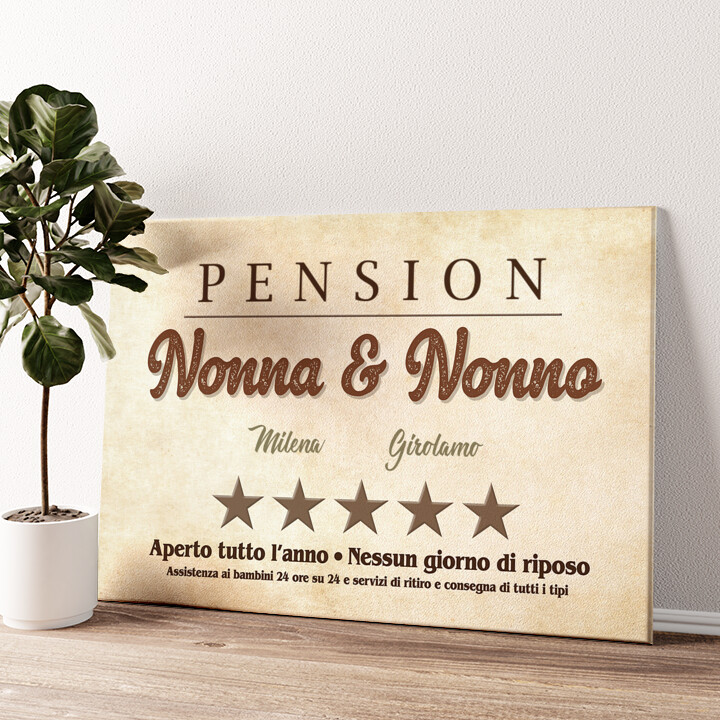 Stampa personalizzata su tela Pensione Nonna & Nonno