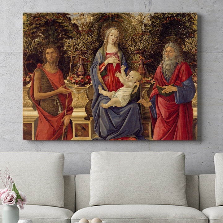 Tela personalizzata La Madonna col Bambino in trono tra i santi Giovanni Battista e Sebastiano