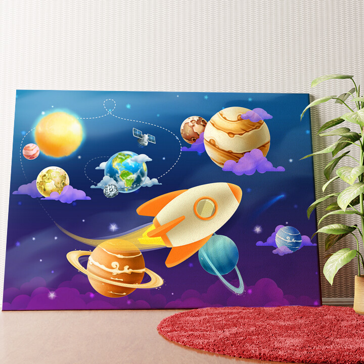 Cartoon planetenstelsel Gepersonaliseerde muurschildering