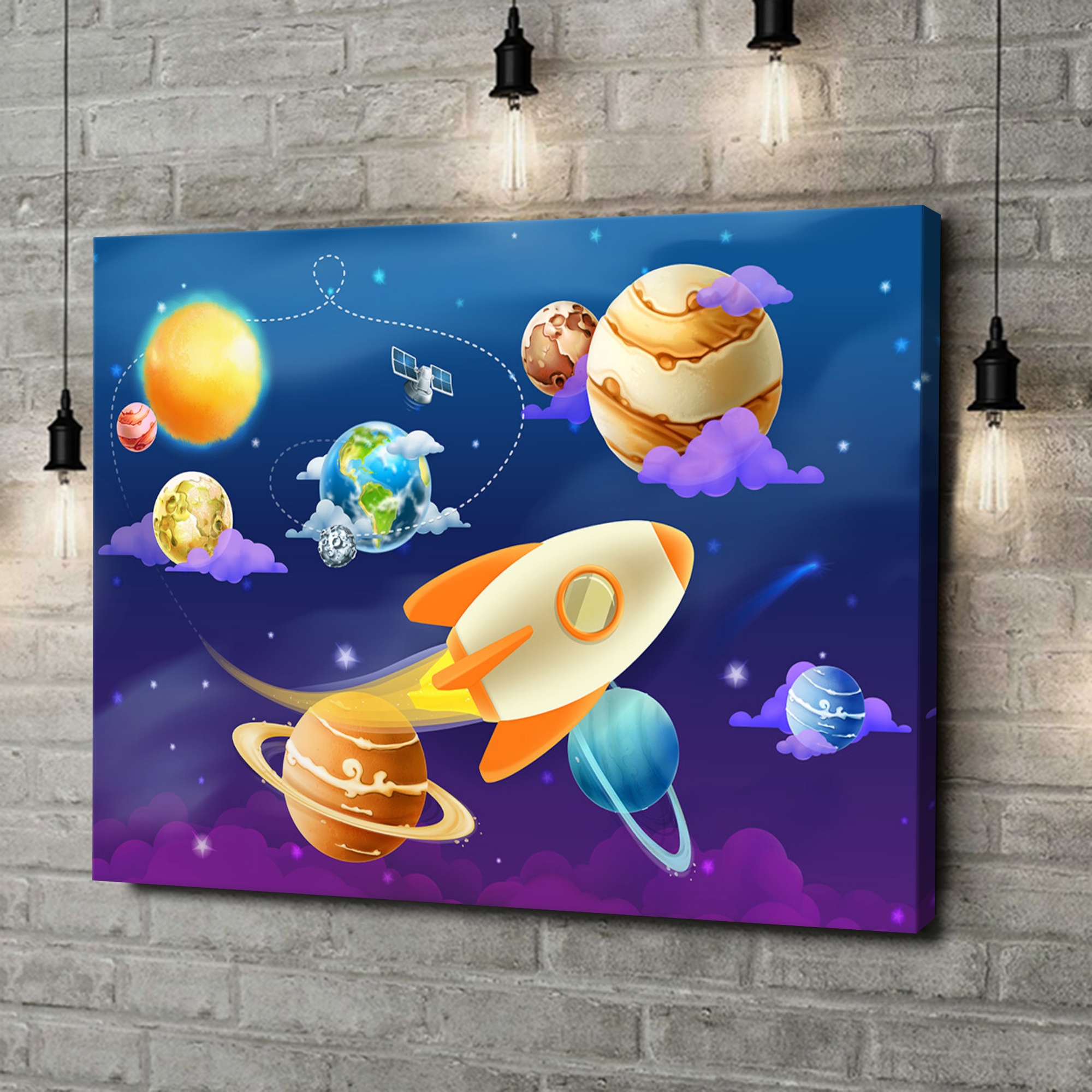 Canvas Cadeau Cartoon planetenstelsel