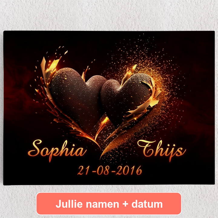 Gepersonaliseerde Canvas Twee harten samen