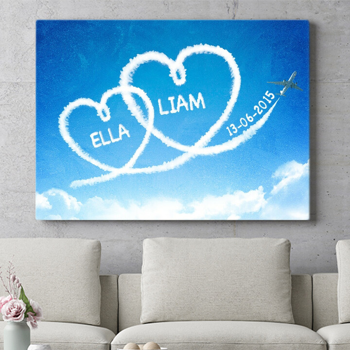 Gepersonaliseerde muurschildering Vliegtuigticket naar de liefde