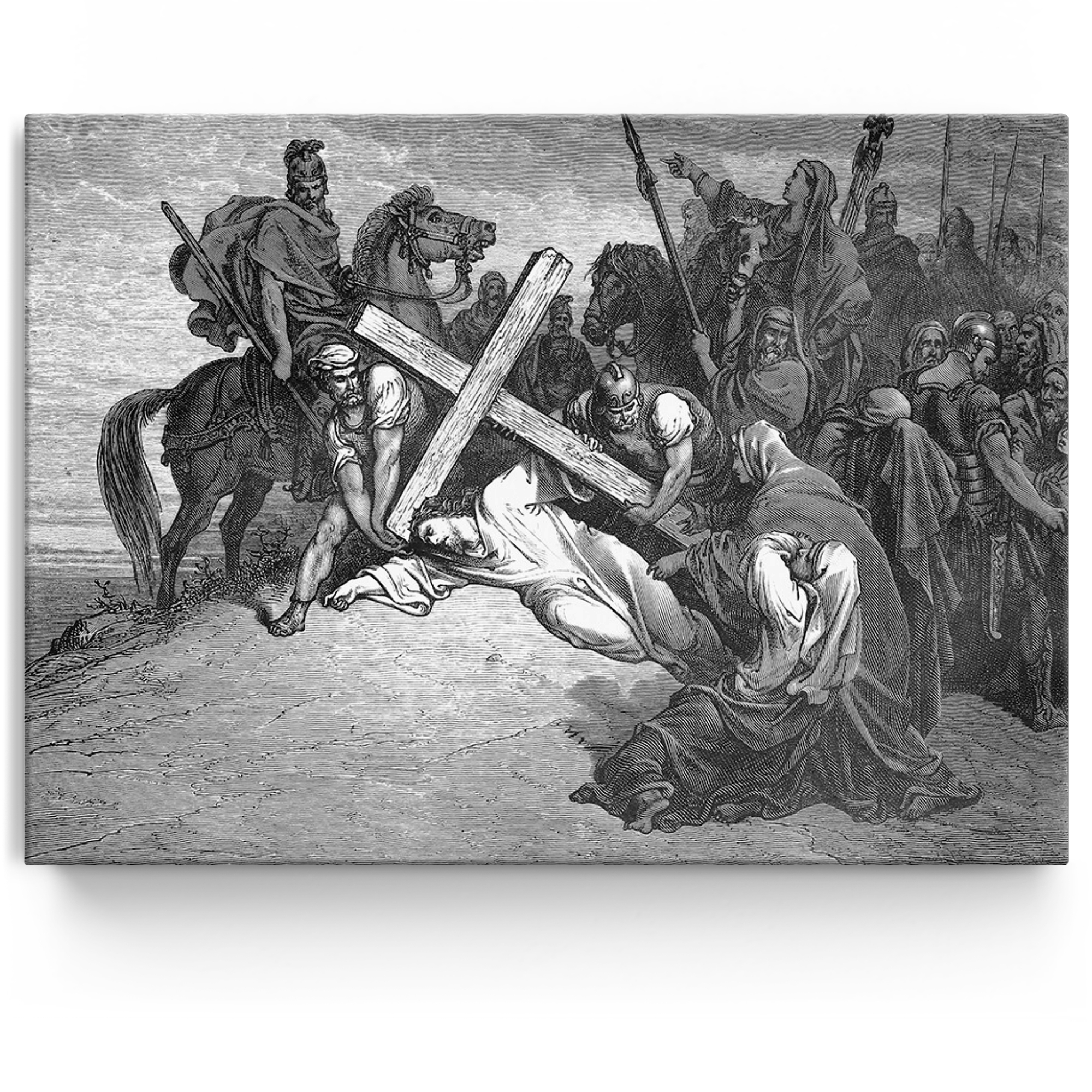 Gepersonaliseerde Canvas Jezus stort in elkaar onder het kruis