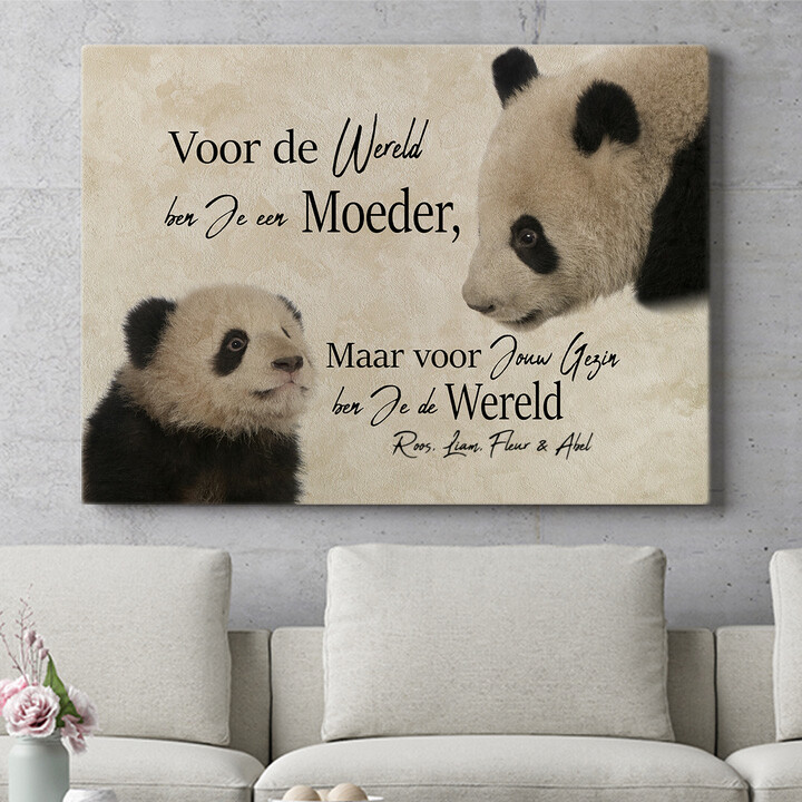 Gepersonaliseerde muurschildering Moeder Panda