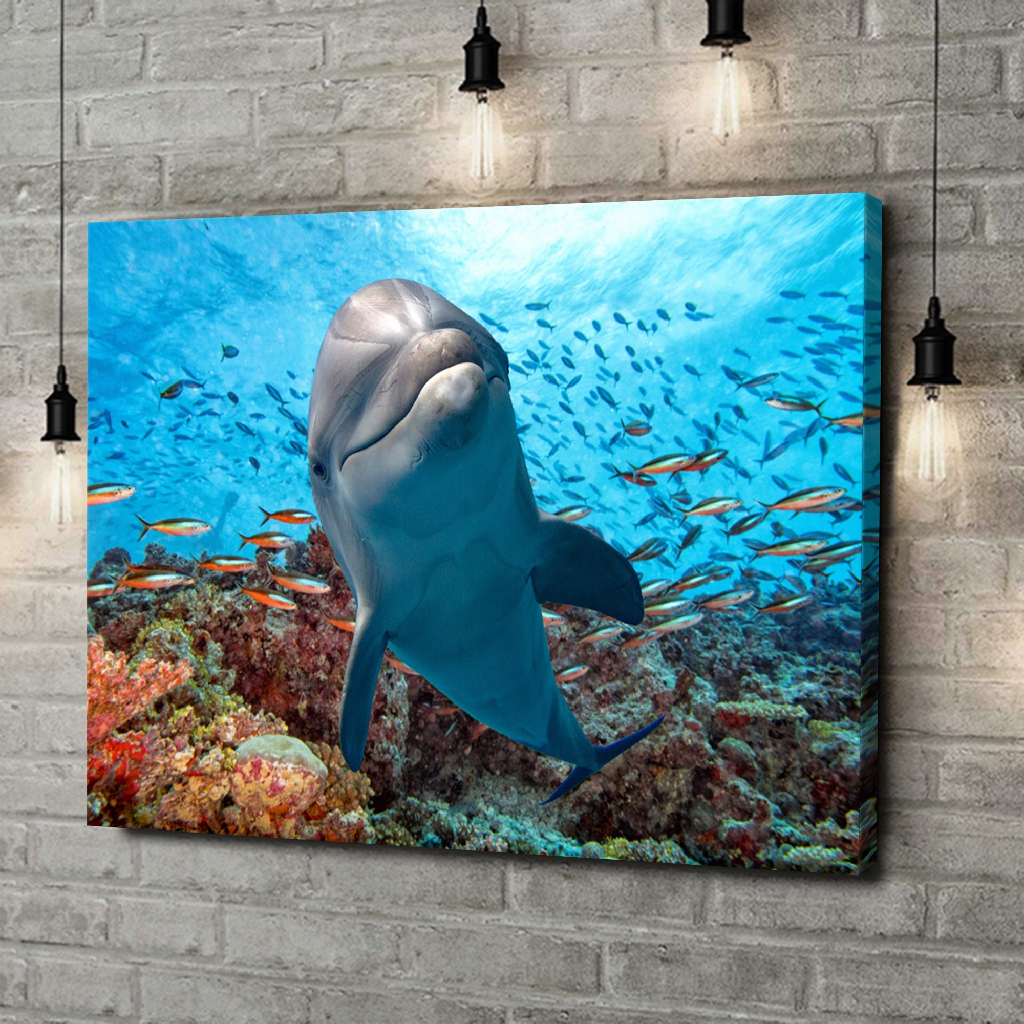 Canvas Cadeau Dolfijn in het koraalrif