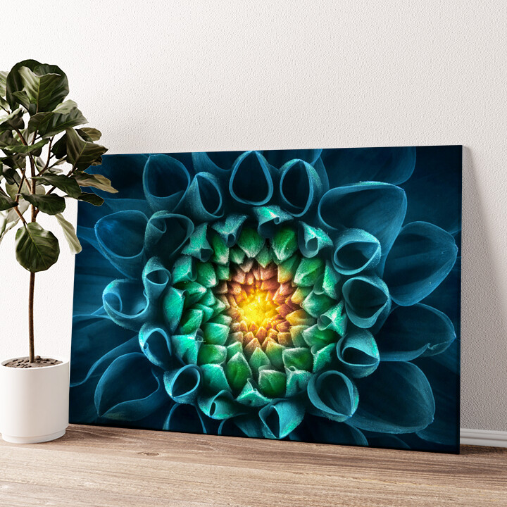 Gepersonaliseerde canvas print Blauwgroene chrysant