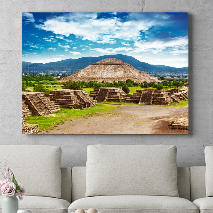 Gepersonaliseerde muurschildering Teotihuacán Pyramide in Mexico