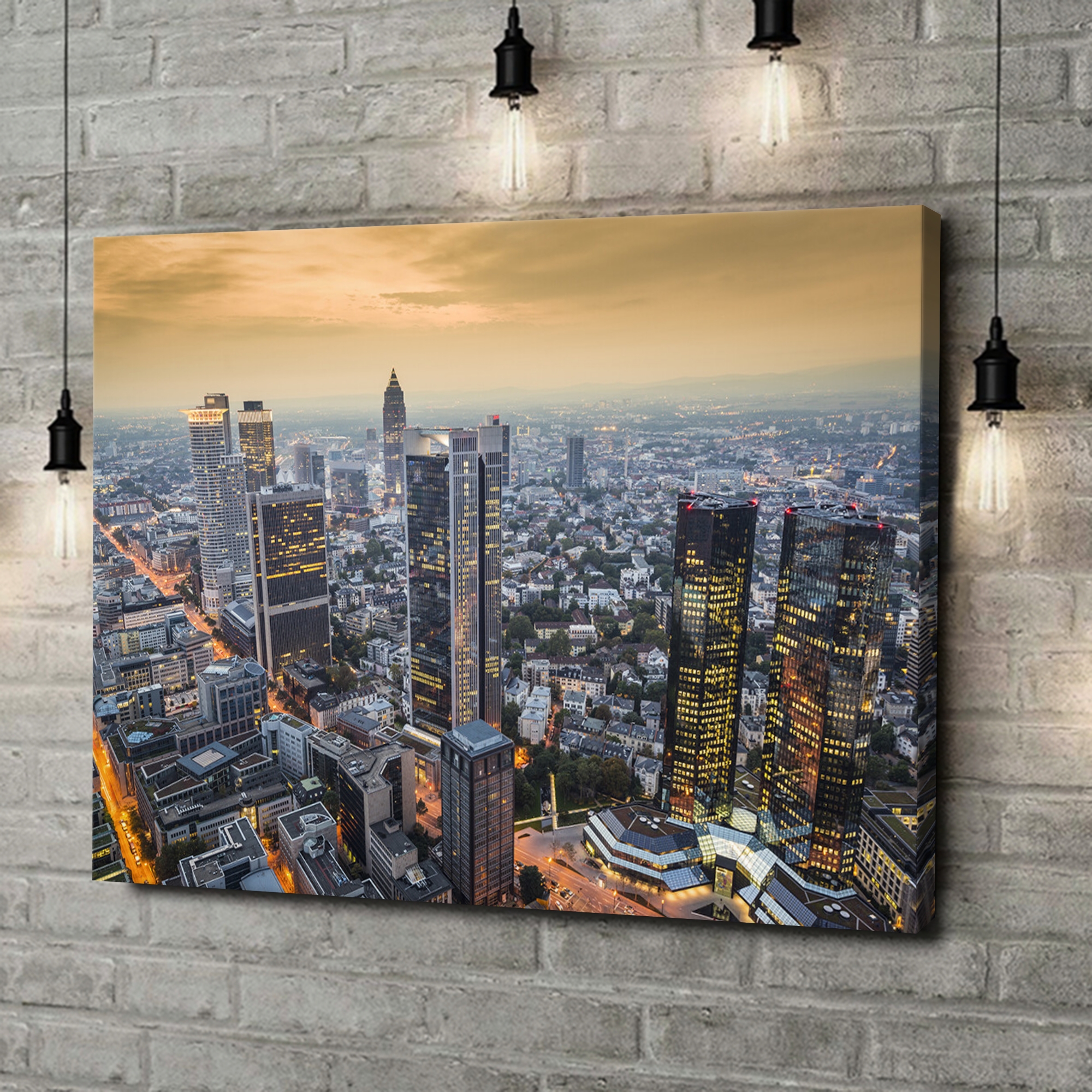 Canvas Cadeau Skyline van Frankfurt