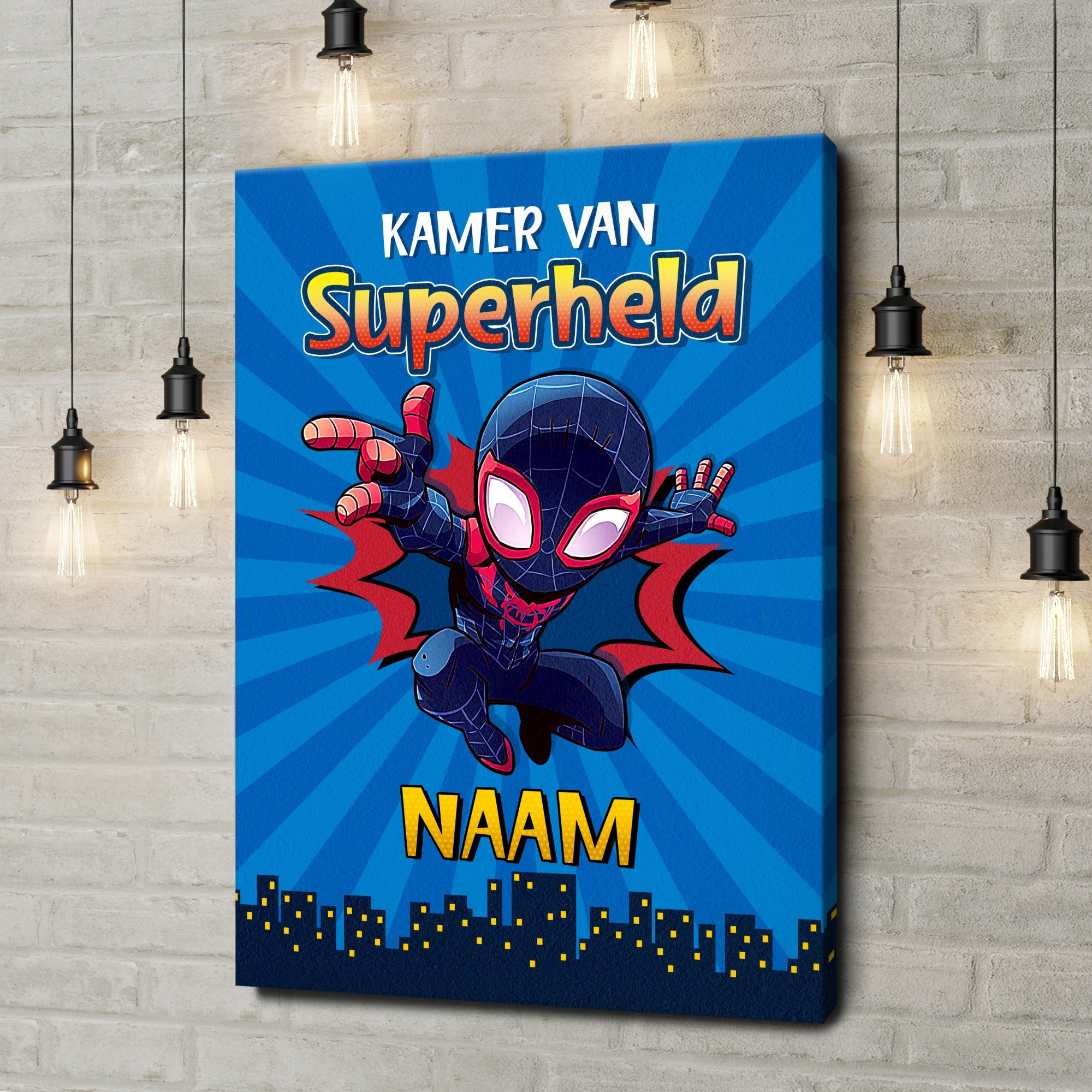 Canvas Cadeau Superheld met Blauw