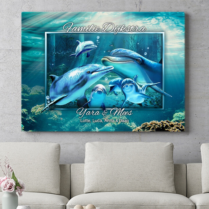 Personaliseerbaar cadeau Familie dolfijn