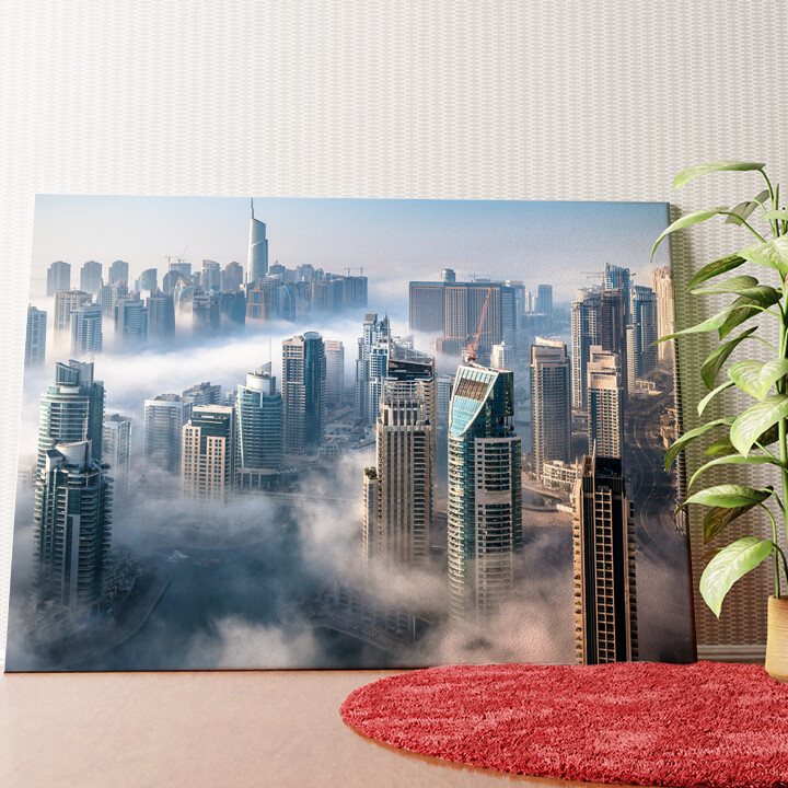 Mistige Skyline Dubai Gepersonaliseerde muurschildering