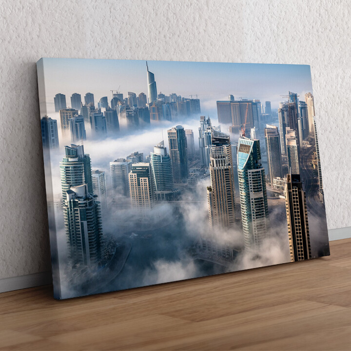 Personaliseerbaar cadeau Mistige Skyline Dubai
