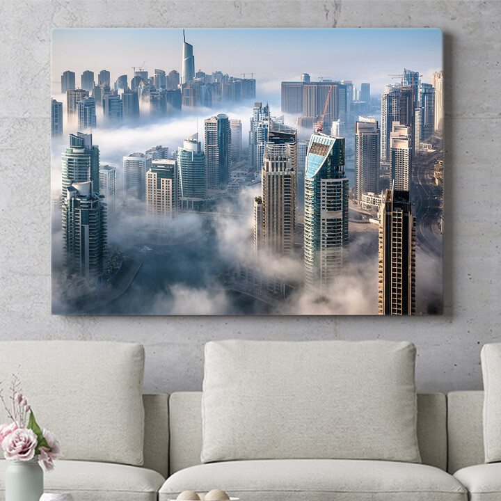 Gepersonaliseerde muurschildering Mistige Skyline Dubai