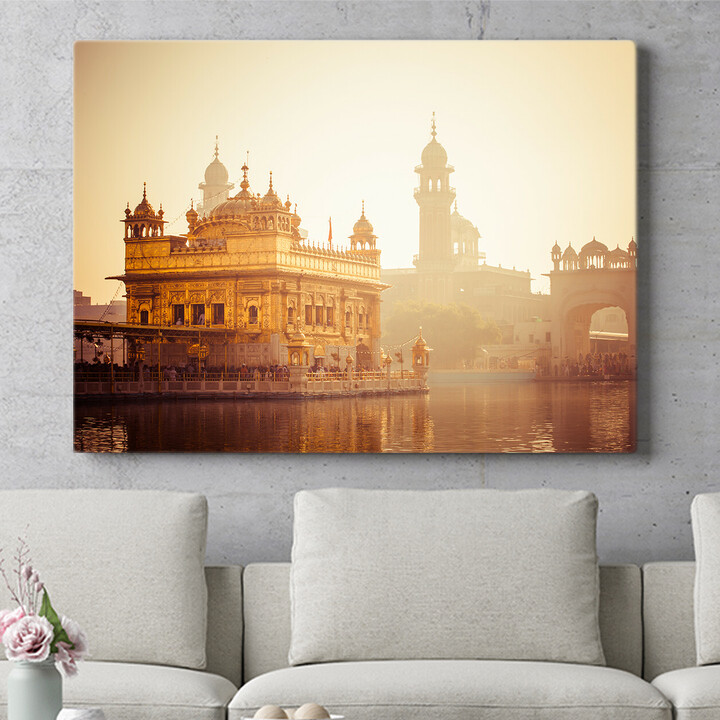 Gepersonaliseerde muurschildering Sikh Gurdwara Gouden Tempel Punjab India