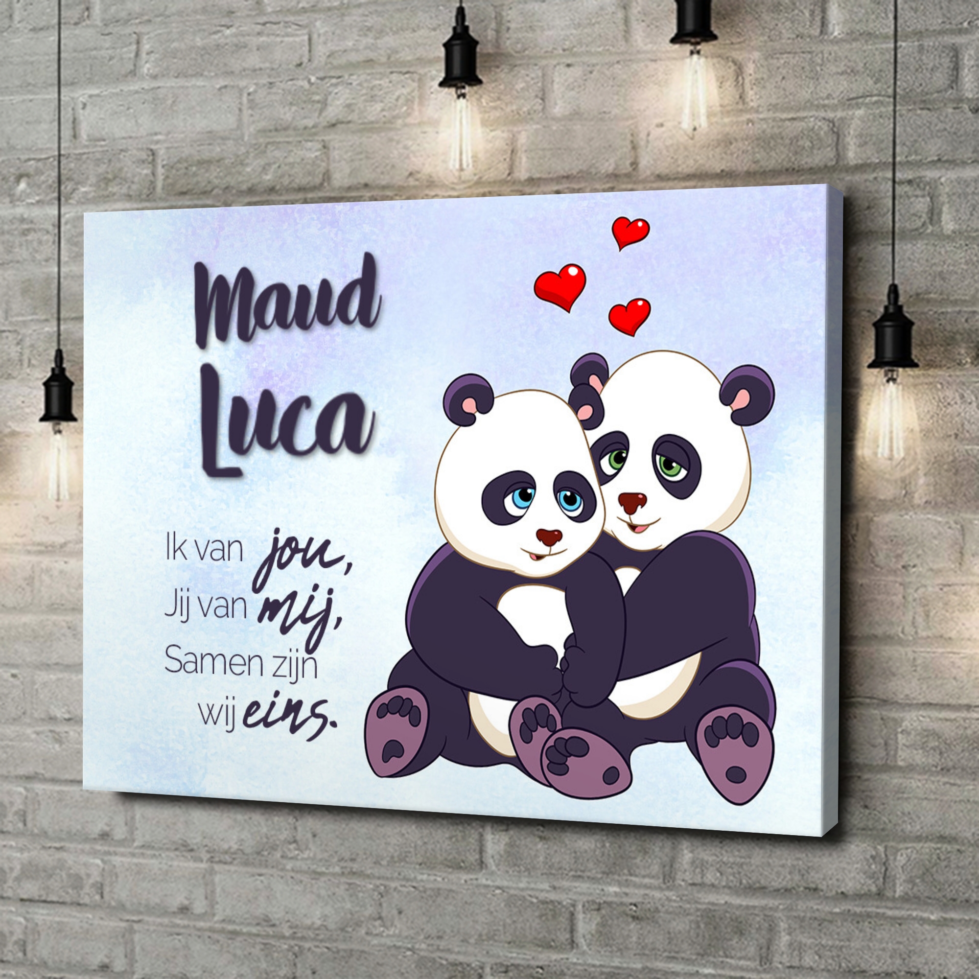 Gepersonaliseerde canvas print Panda's