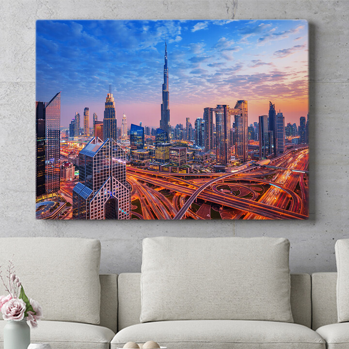Gepersonaliseerde muurschildering Dubai Skyline