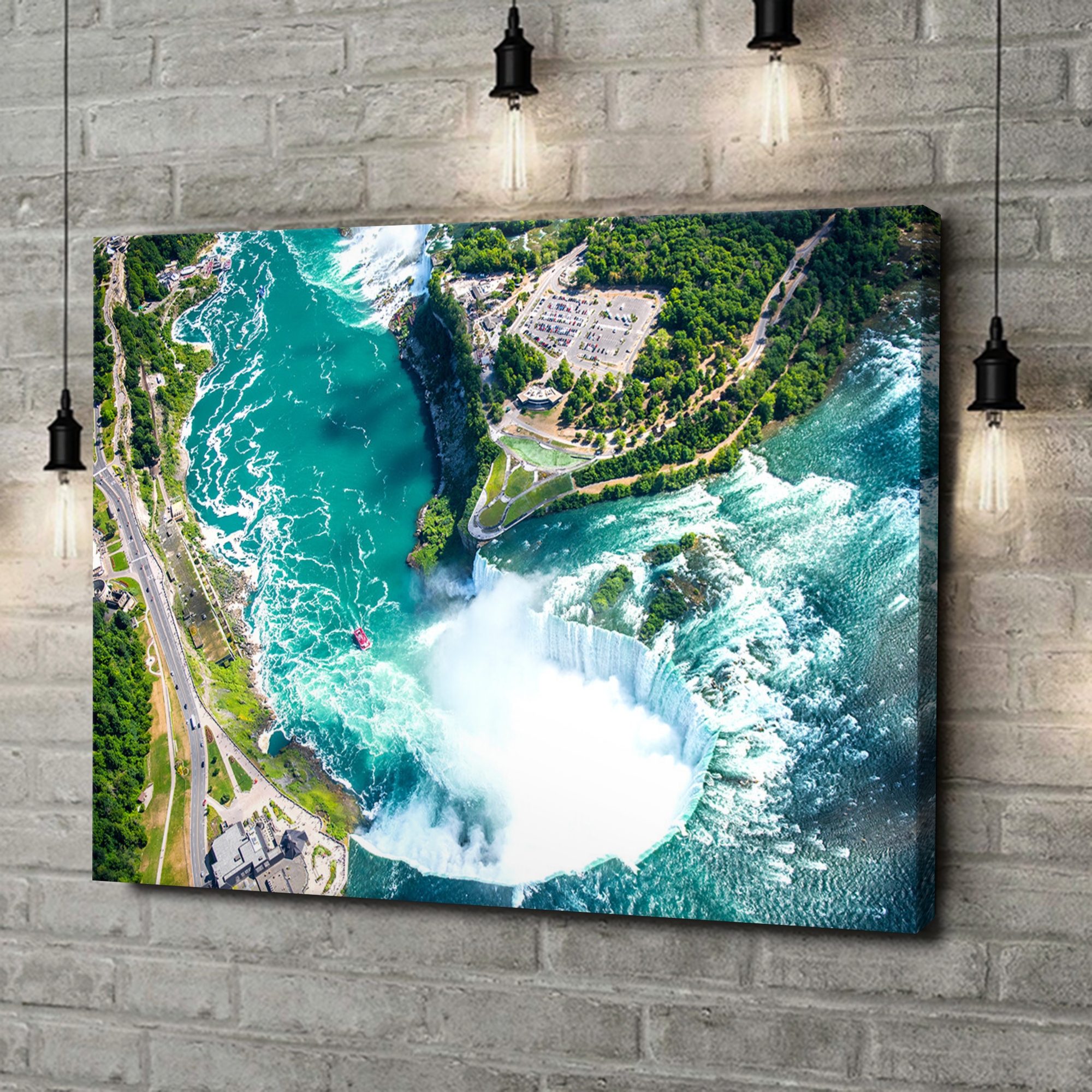 Canvas Cadeau Luchtfoto van Niagra Watervallen