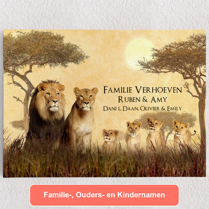 Gepersonaliseerde Canvas Leeuwenfamilie