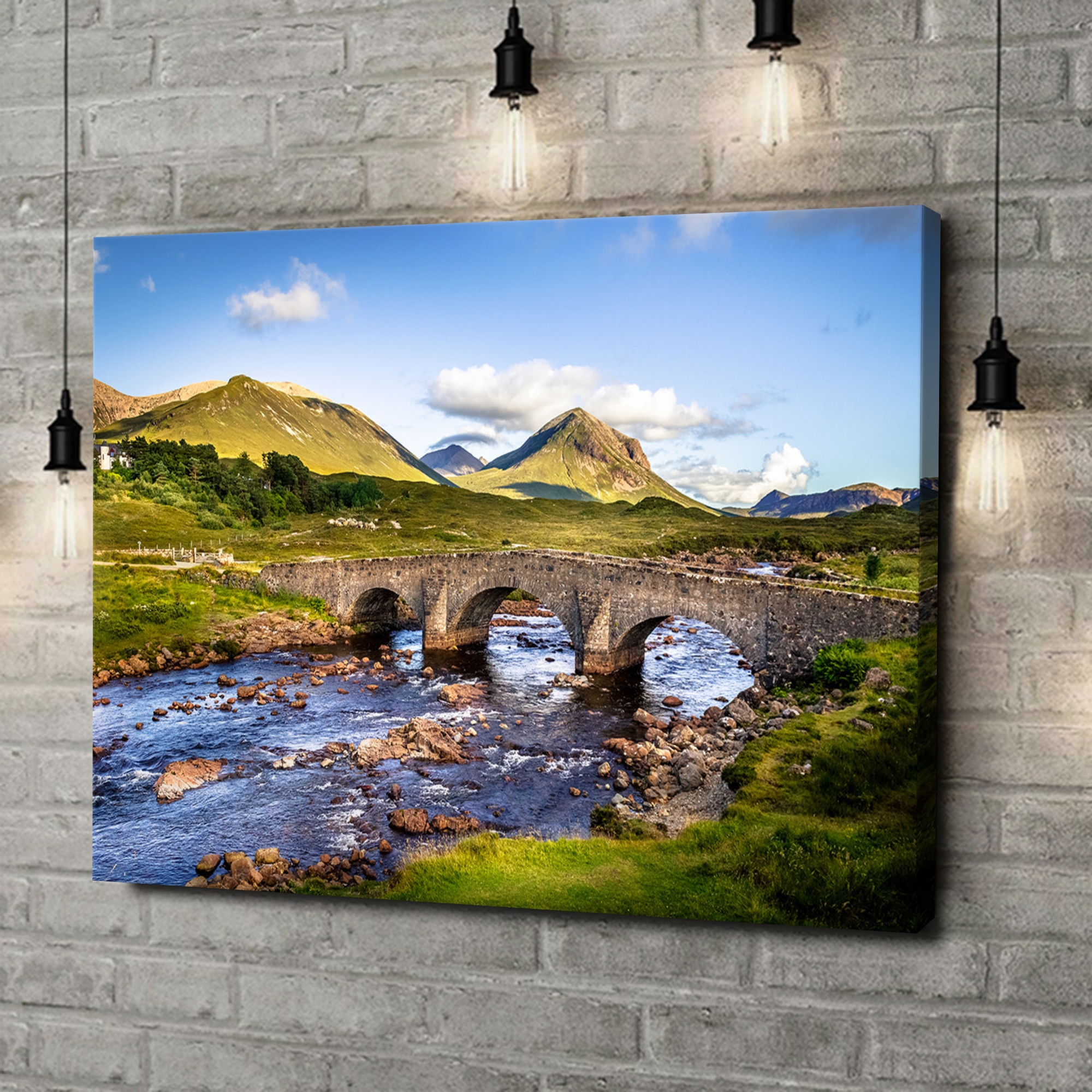 Canvas Cadeau Natuurlijke stenen brug in Schotland