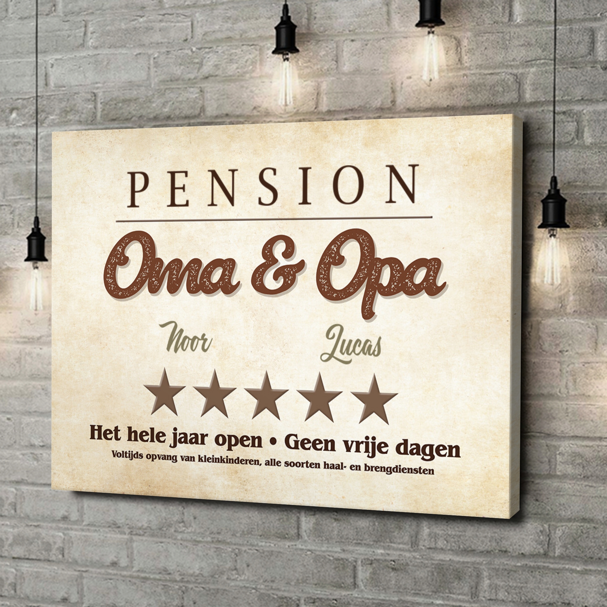Gepersonaliseerde canvas print Pension Oma & Opa