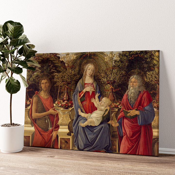 Gepersonaliseerde canvas print Troon Maria met het kind en beide Johannessen