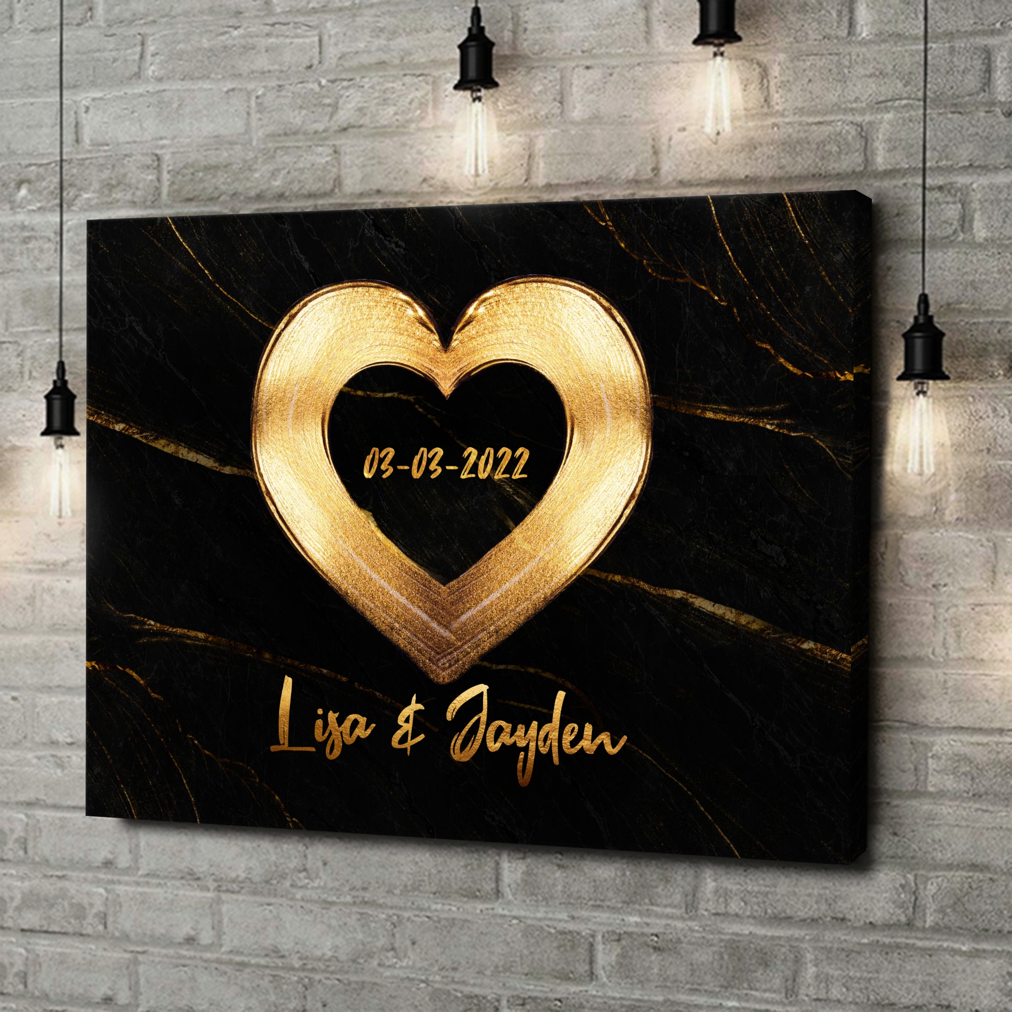 Canvas Cadeau Gouden hart van de liefde